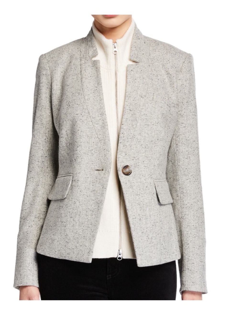 $598 Veronica Beard Farley Dickey Jacket Marled Gray Sz 2